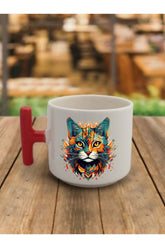 Kedili Kahve Bardağı Seramik Kupa - Seramik Çay, Kahve Hediyelik Bardağı